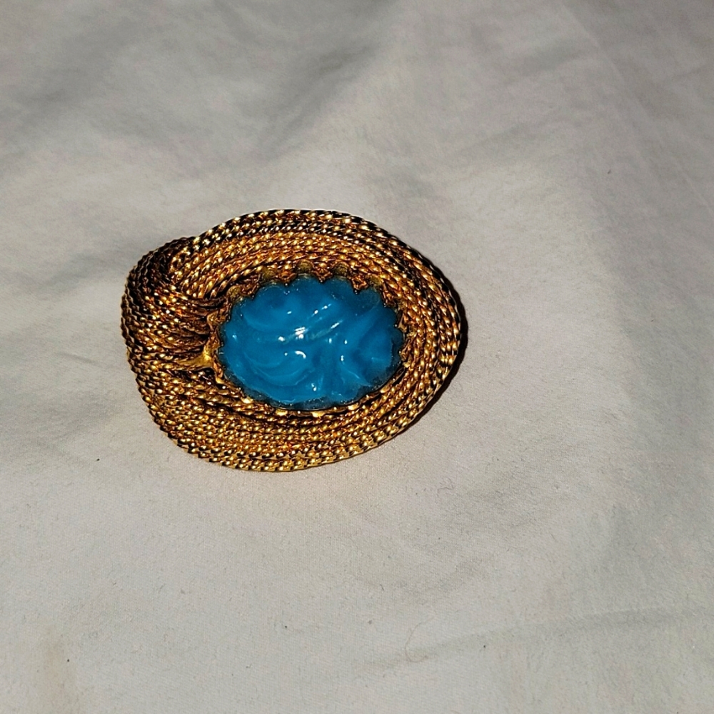 Vintage Brooch with faux turquoise